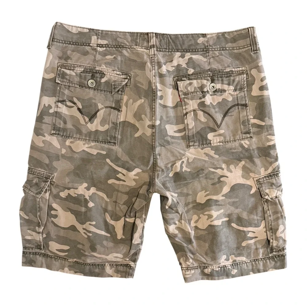 Levi's Red Tab Cargo Shorts Mens W40 Grey Camo Y2K Cotton Utility